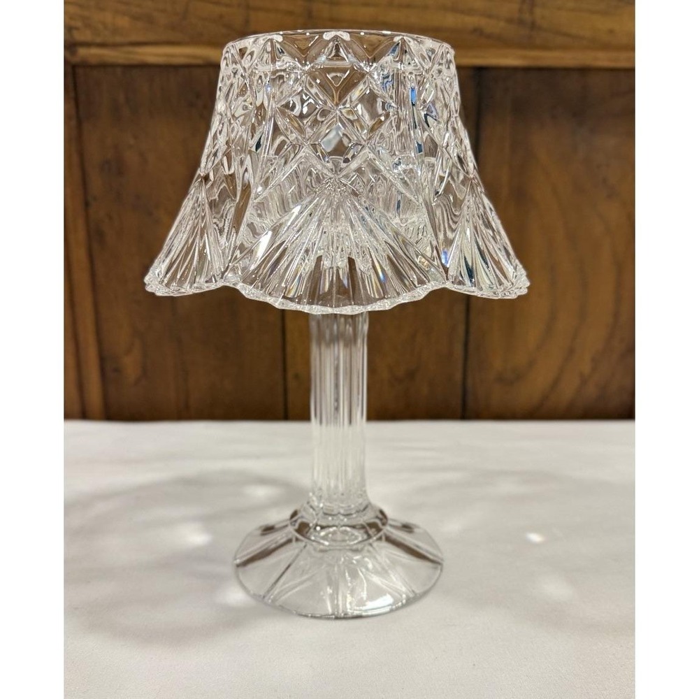VTG Shannon Crystal 2-Piece Tiffany Style Fairy Lamp Candle Holder 8" Tall